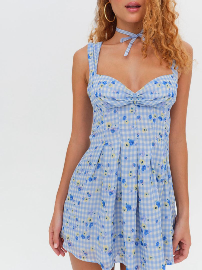 Blue For Love & Lemons August Mini Dress | US-WBGN39816