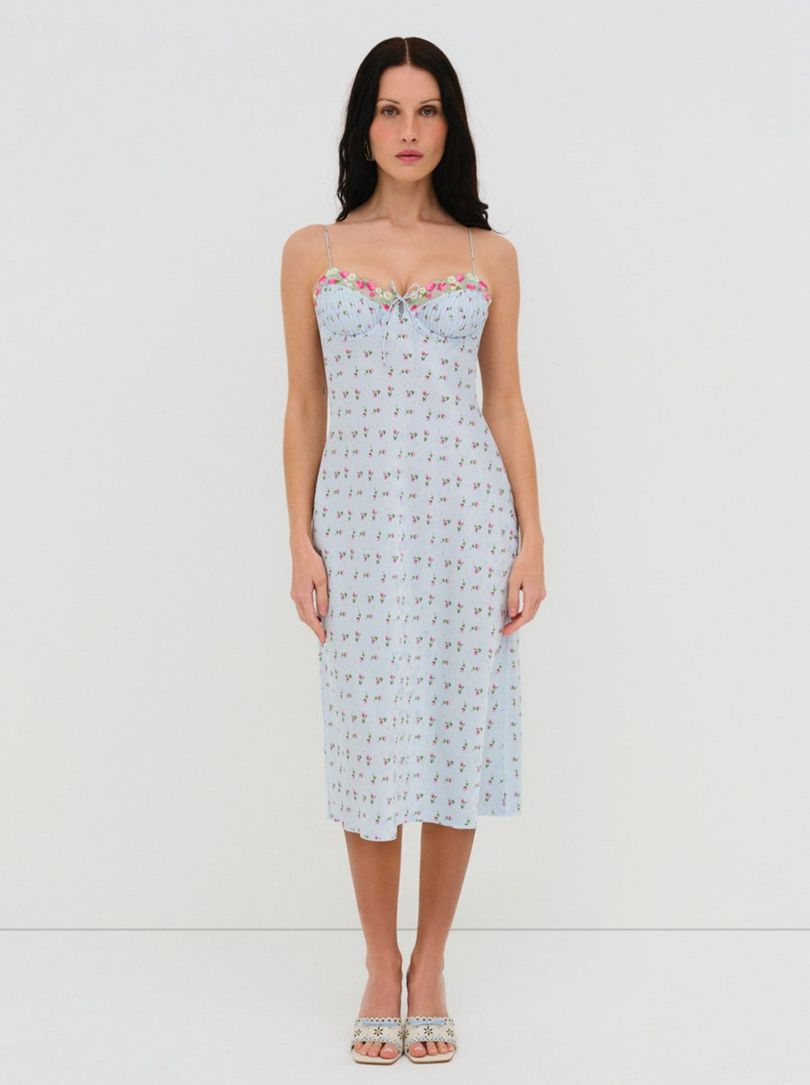 Blue For Love & Lemons Aurelia Slip Dress | US-QBMS80569