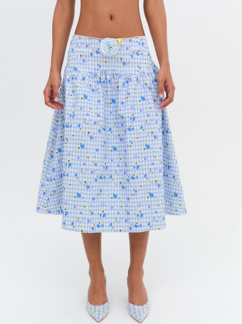 Blue For Love & Lemons Brigitta Midi Skirt | US-WAGC79316