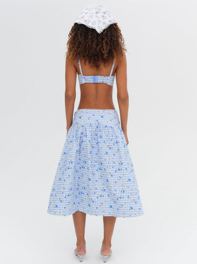 Blue For Love & Lemons Brigitta Midi Skirt | US-WAGC79316