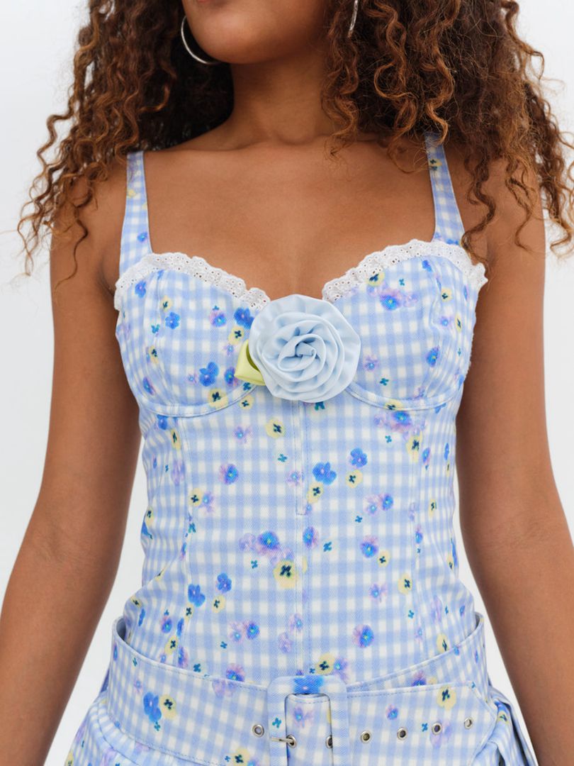 Blue For Love & Lemons Brigitta Mini Dress | US-PKUN8794