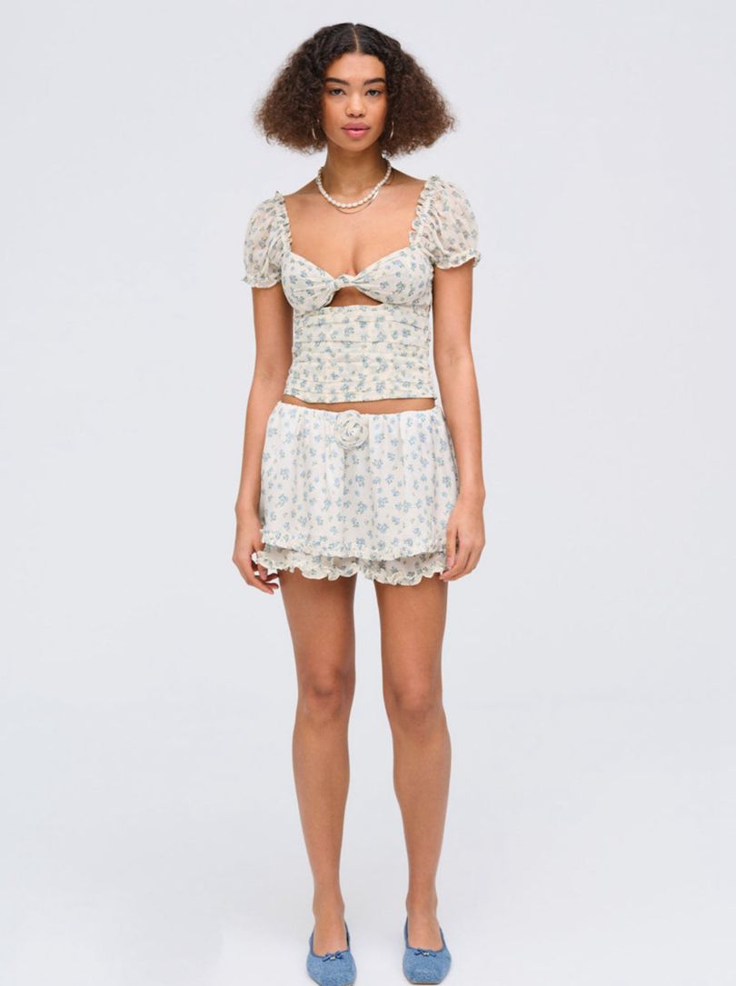 Blue For Love & Lemons Chateau Mini Skirt | US-TXRE4635