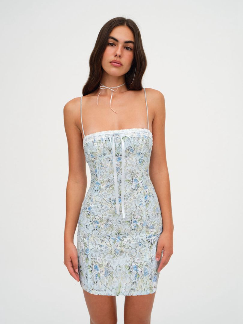 Blue For Love & Lemons Claire Lace Mini Dress | US-JBMY8357