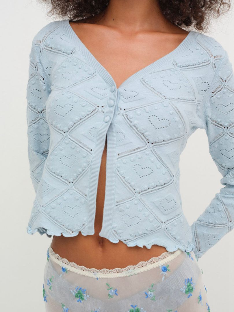 Blue For Love & Lemons Coco Knit Cardigan | US-PATD24713