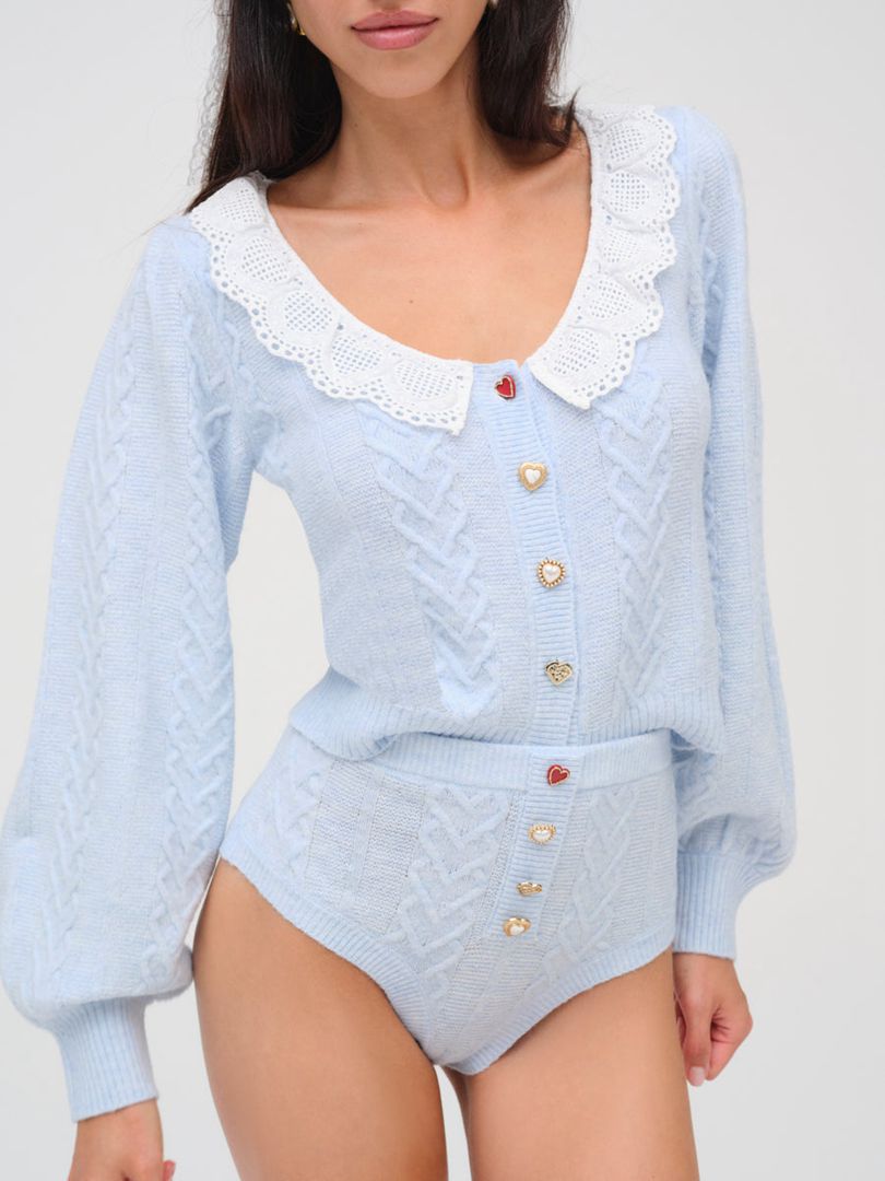 Blue For Love & Lemons Cupid Knit High Waisted Panties | US-YKNE27946