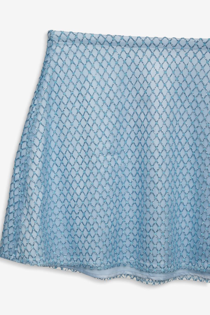 Blue For Love & Lemons Glitter Grid Mini Skirt | US-KIGL32405