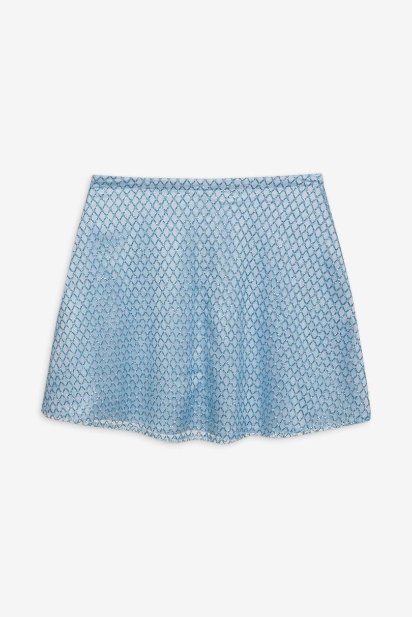 Blue For Love & Lemons Glitter Grid Mini Skirt | US-KIGL32405