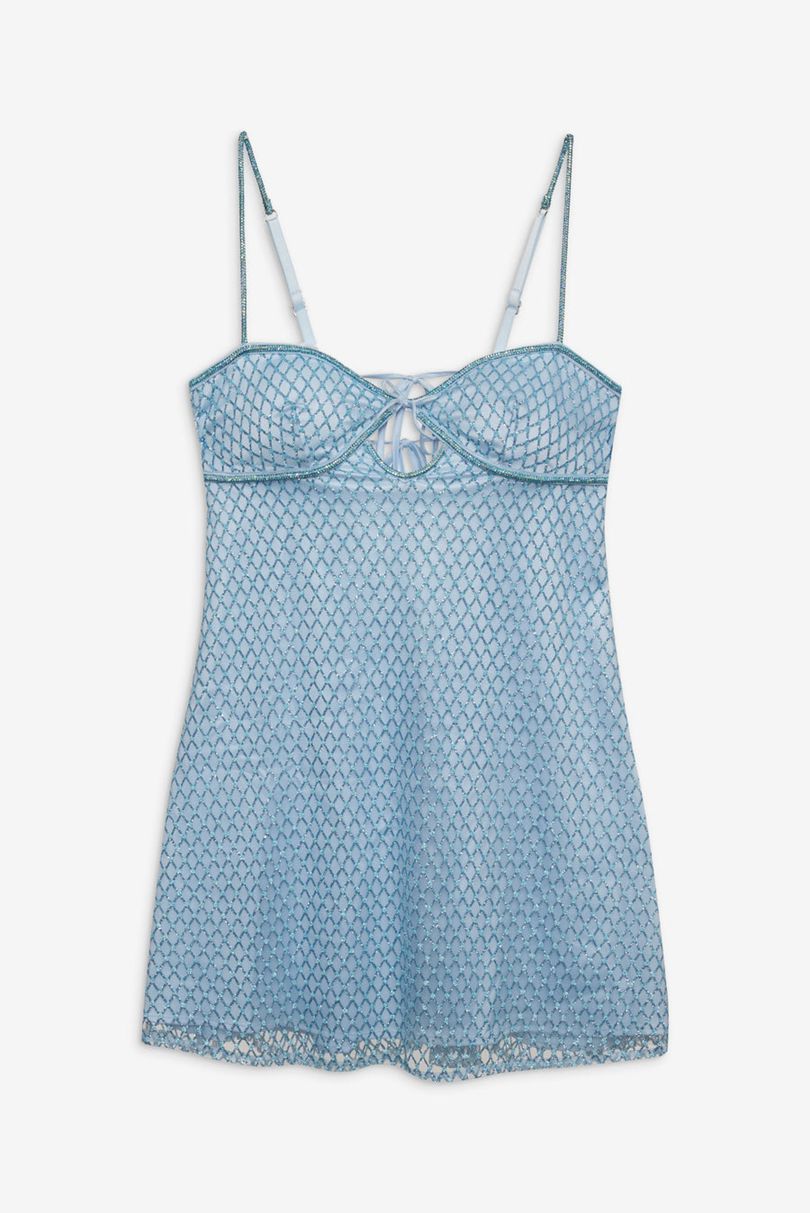 Blue For Love & Lemons Glitter Slip Dress | US-ASLD3754