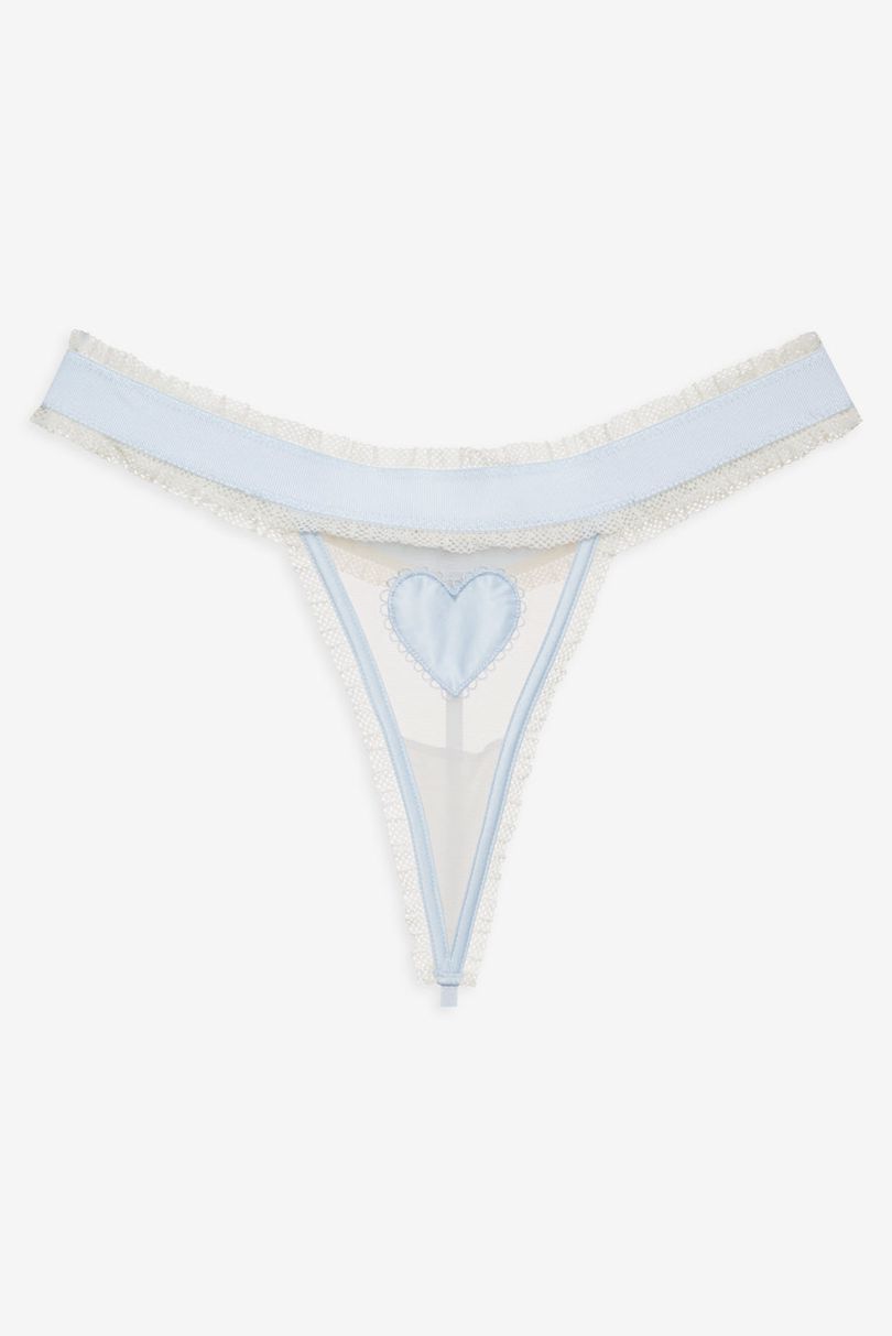 Blue For Love & Lemons Heart Applique Thong | US-LQKE46835