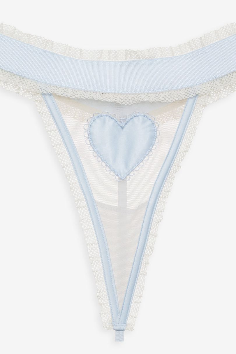 Blue For Love & Lemons Heart Applique Thong | US-LQKE46835