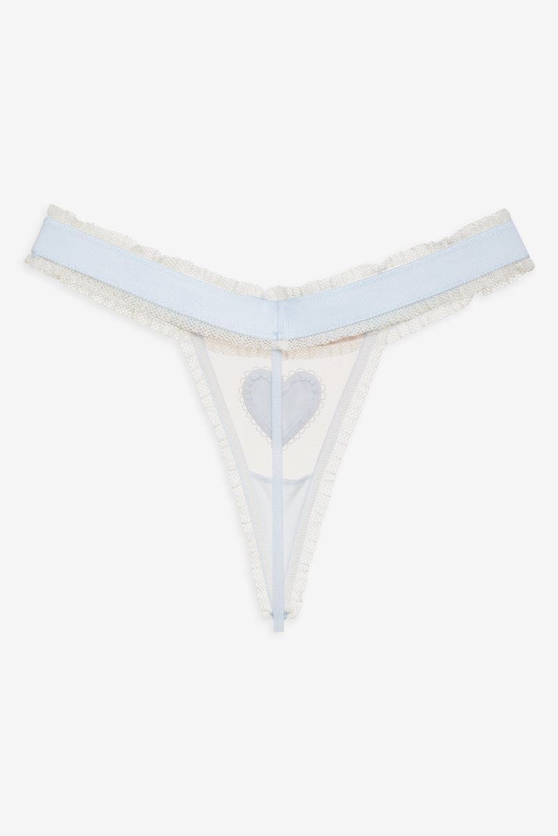 Blue For Love & Lemons Heart Applique Thong | US-LQKE46835