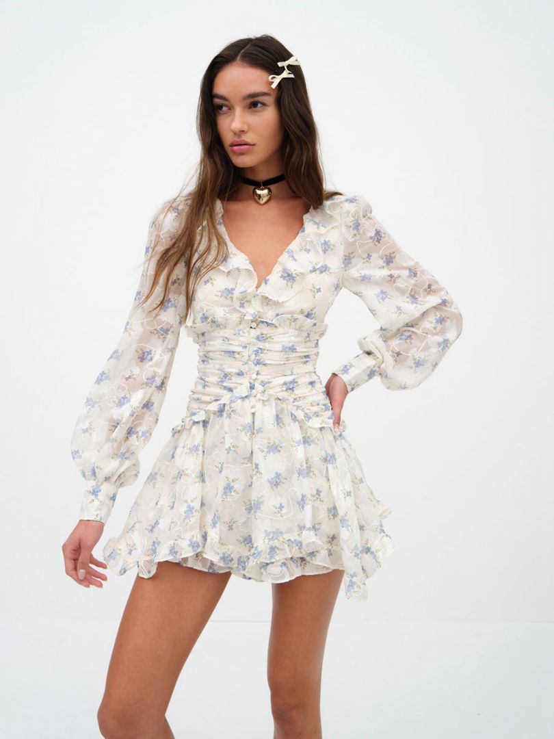 Blue For Love & Lemons Jayleen Mini Dress | US-EIAJ50384