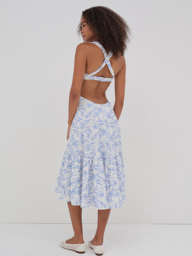 Blue For Love & Lemons Maisie Midi Dress | US-FTKH58726