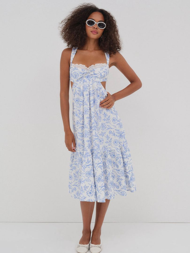 Blue For Love & Lemons Maisie Midi Dress | US-FTKH58726