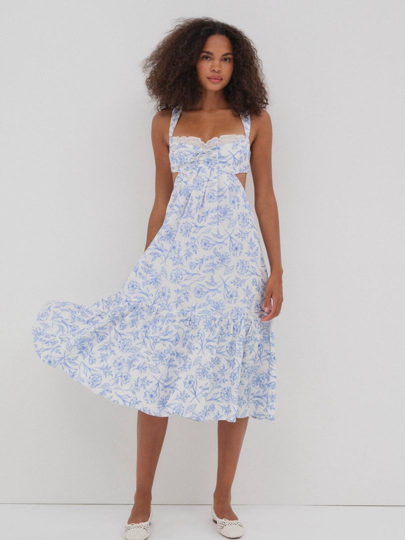 Blue For Love & Lemons Maisie Midi Dress | US-FTKH58726