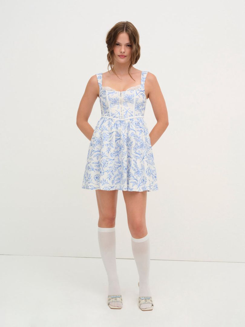 Blue For Love & Lemons Maisie Mini Dress | US-ZMTK53916