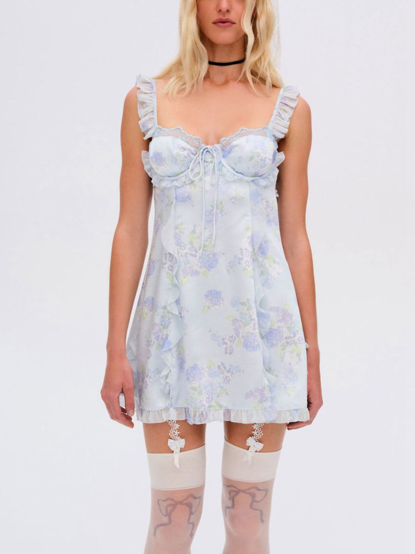 Blue For Love & Lemons Marisa Mini Dress | US-TXOC85176