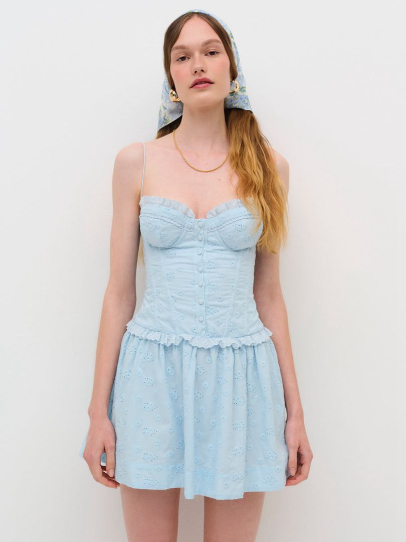 Blue For Love & Lemons Marlowe Mini Dress | US-PEXR2984