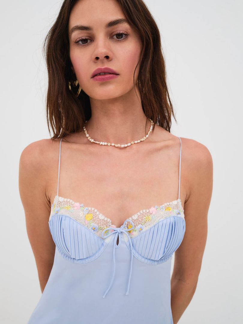 Blue For Love & Lemons Paloma Slip Dress | US-ZTQH83752