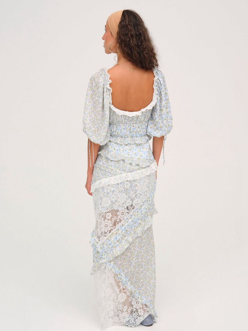 Blue For Love & Lemons Riley Maxi Dress | US-YEUM10286