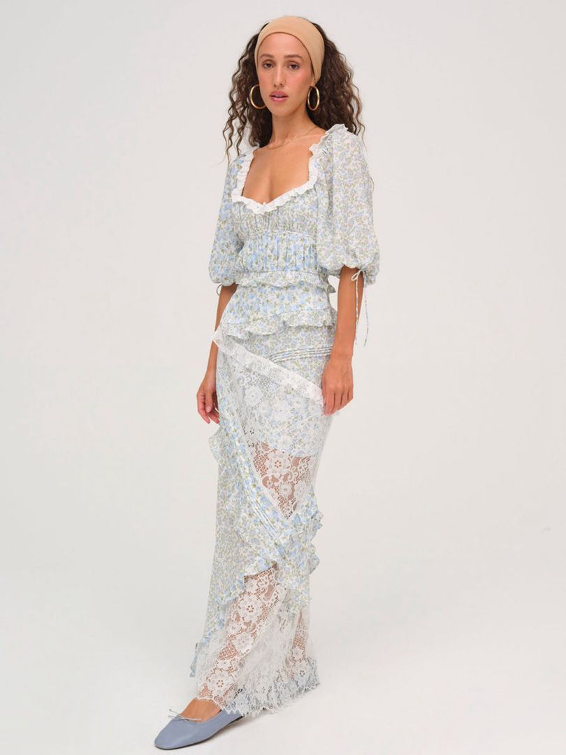 Blue For Love & Lemons Riley Maxi Dress | US-YEUM10286