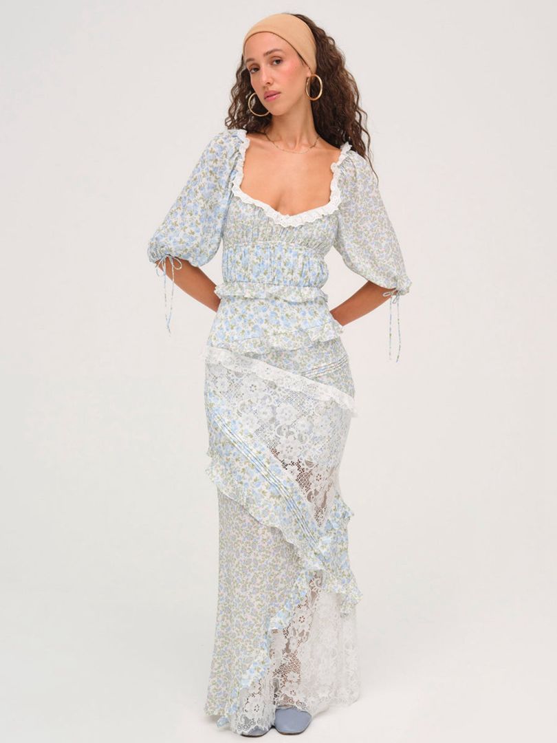 Blue For Love & Lemons Riley Maxi Dress | US-YEUM10286