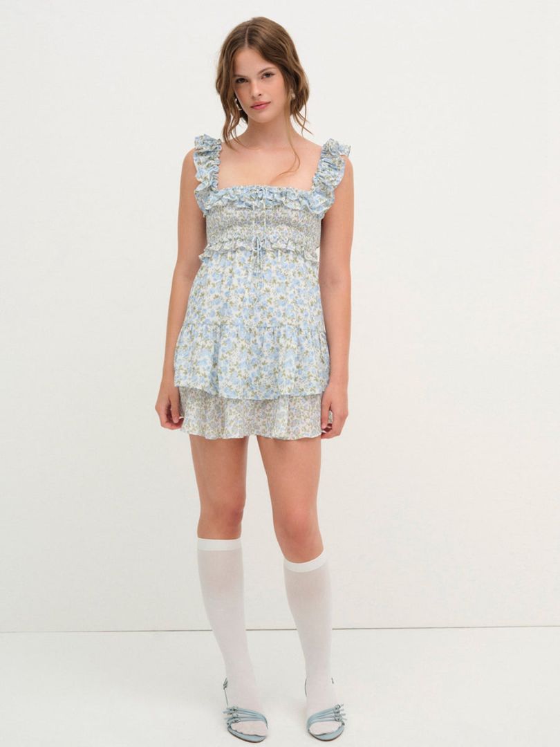 Blue For Love & Lemons Riley Mini Dress | US-UQJS79864