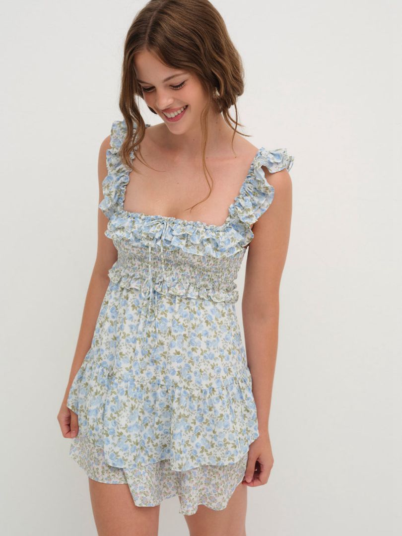 Blue For Love & Lemons Riley Mini Dress | US-UQJS79864