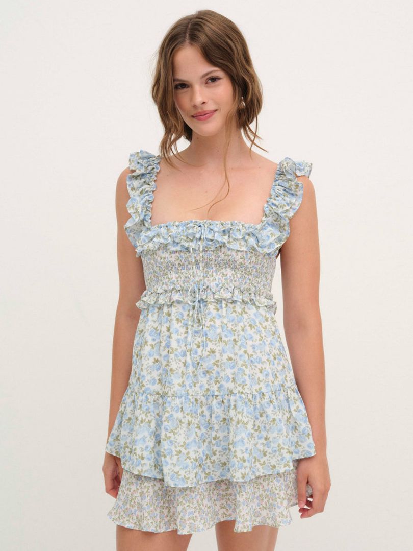 Blue For Love & Lemons Riley Mini Dress | US-UQJS79864