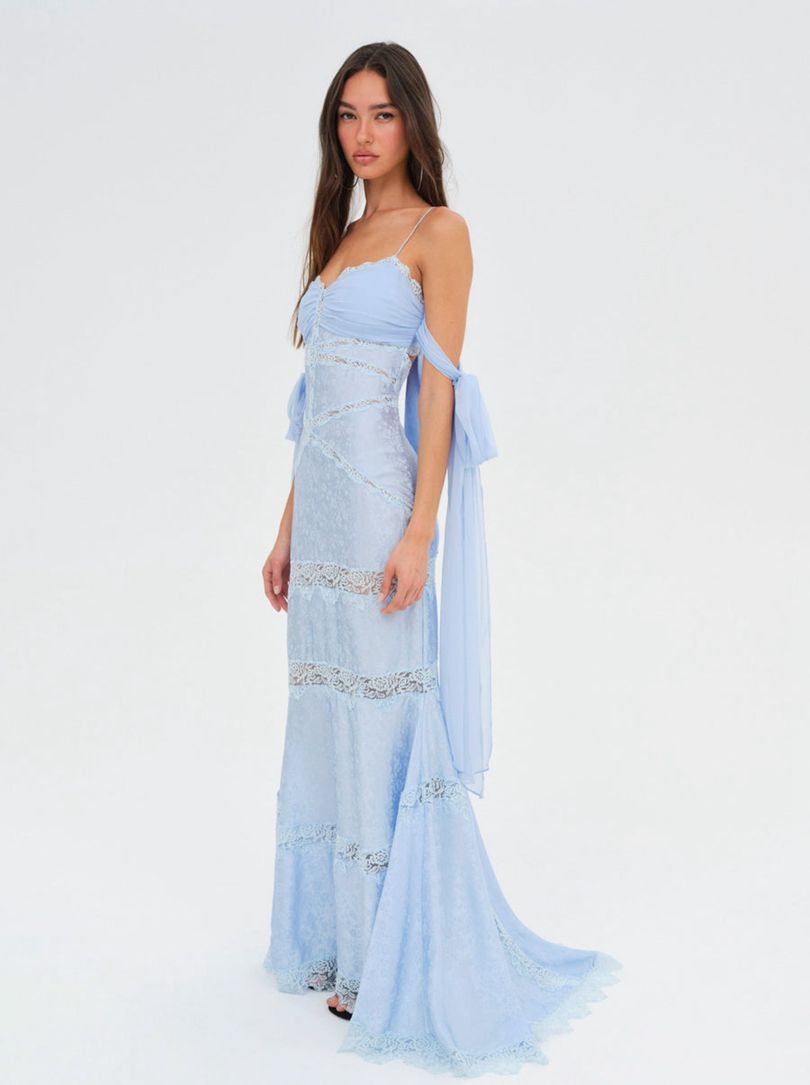 Blue For Love & Lemons Rita Lace Gown Maxi Dress | US-OLZE38561