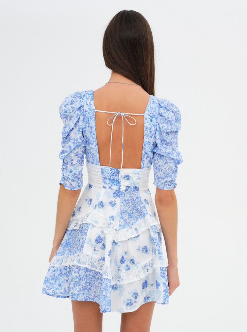 Blue For Love & Lemons Rosalyn Mini Dress | US-CRFA81945