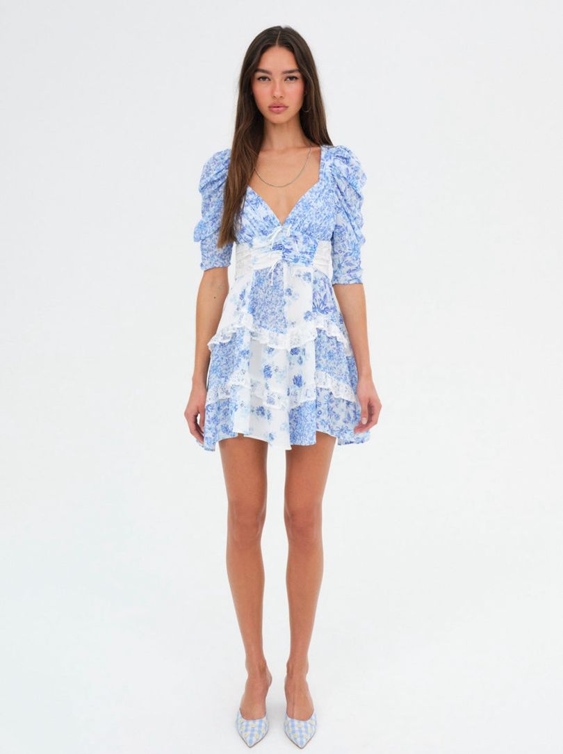 Blue For Love & Lemons Rosalyn Mini Dress | US-CRFA81945