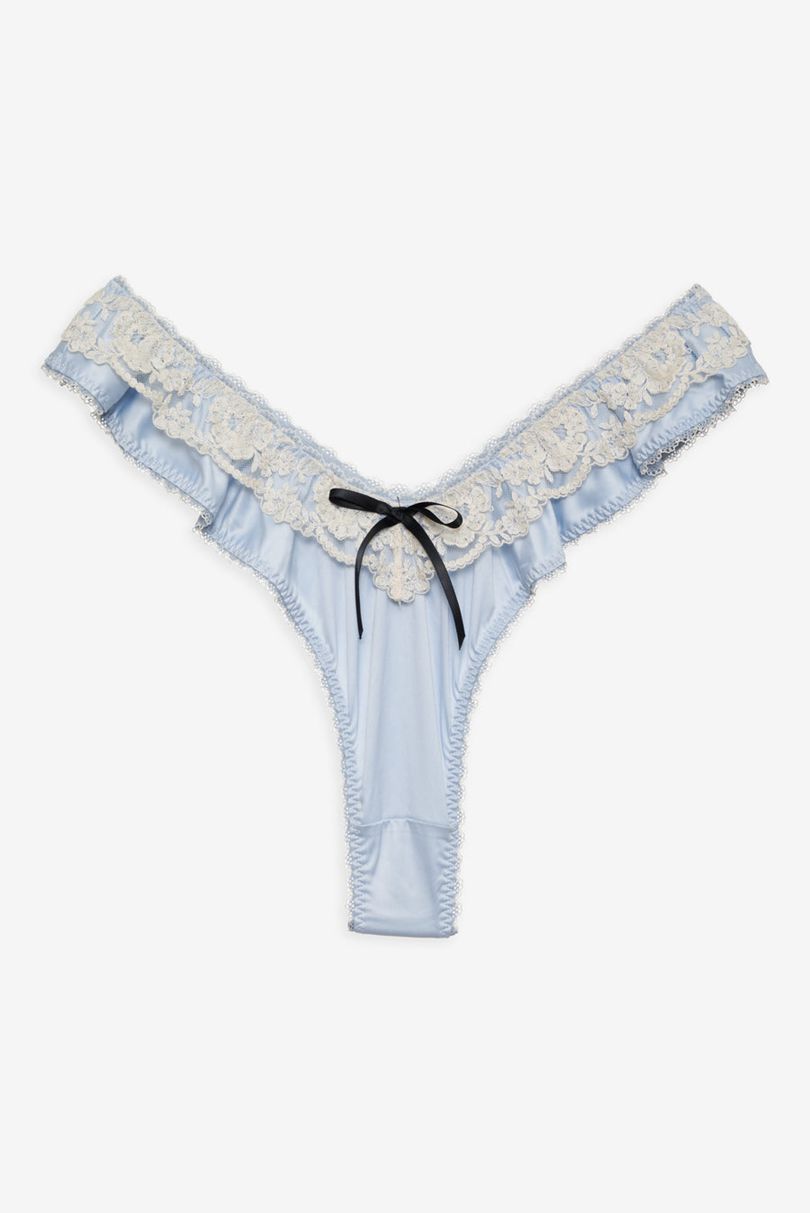 Blue For Love & Lemons Sweetheart Ruffle Thong | US-HQDC13472