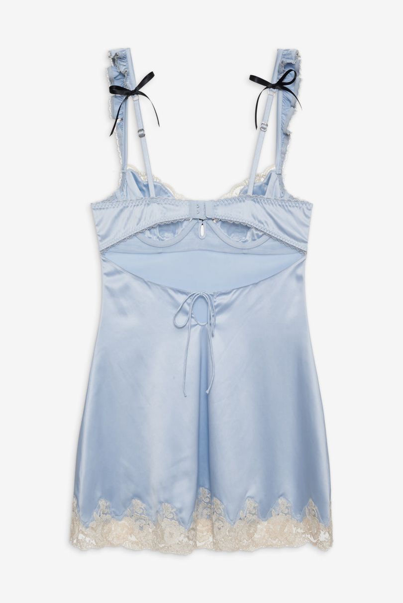 Blue For Love & Lemons Sweetheart Satin Slip Dress | US-WTZM54371