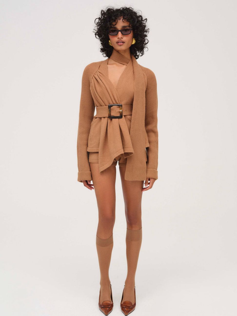 Brown For Love & Lemons Ellie Knit Jacket | US-EMZB60273