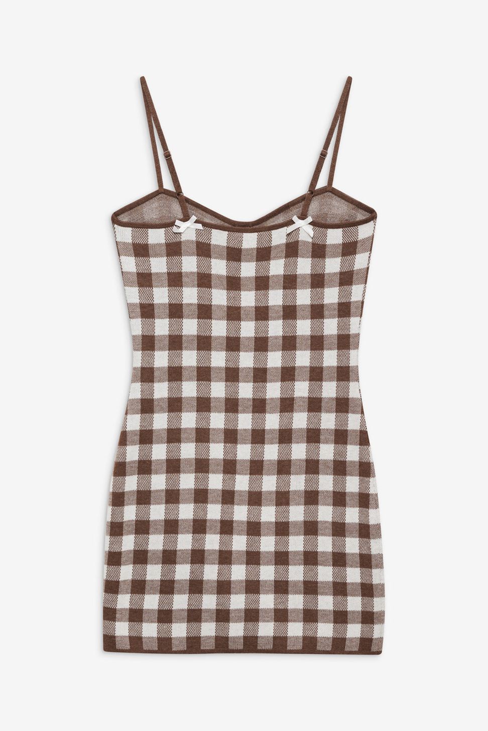 Brown / White For Love & Lemons Gingham Knit Mini Dress | US-XWQR9736