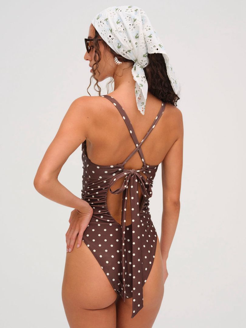 Chocolate For Love & Lemons Chocolate Dot One Piece Swimsuit | US-TVNG68942