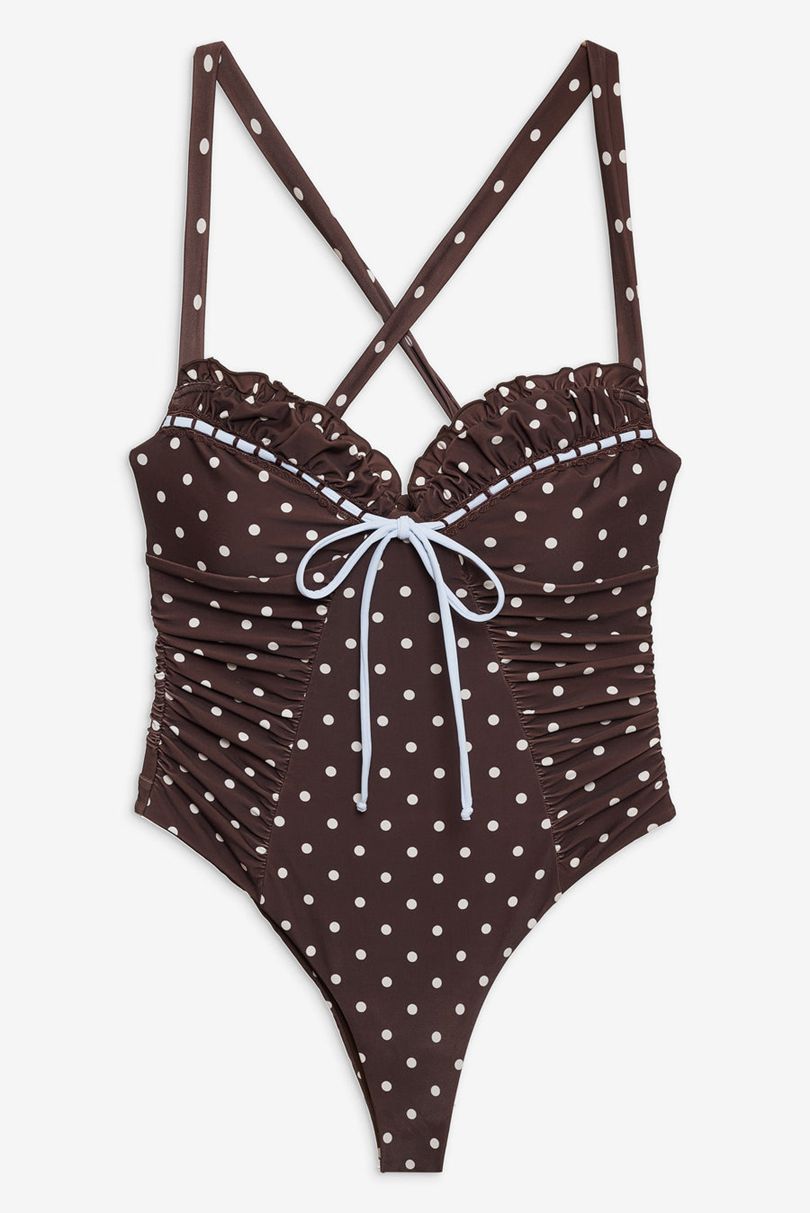 Chocolate For Love & Lemons Chocolate Dot One Piece Swimsuit | US-TVNG68942