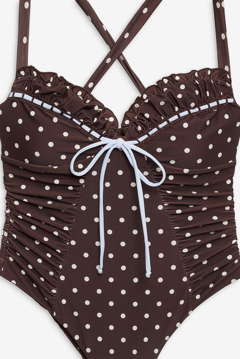 Chocolate For Love & Lemons Chocolate Dot One Piece Swimsuit | US-TVNG68942