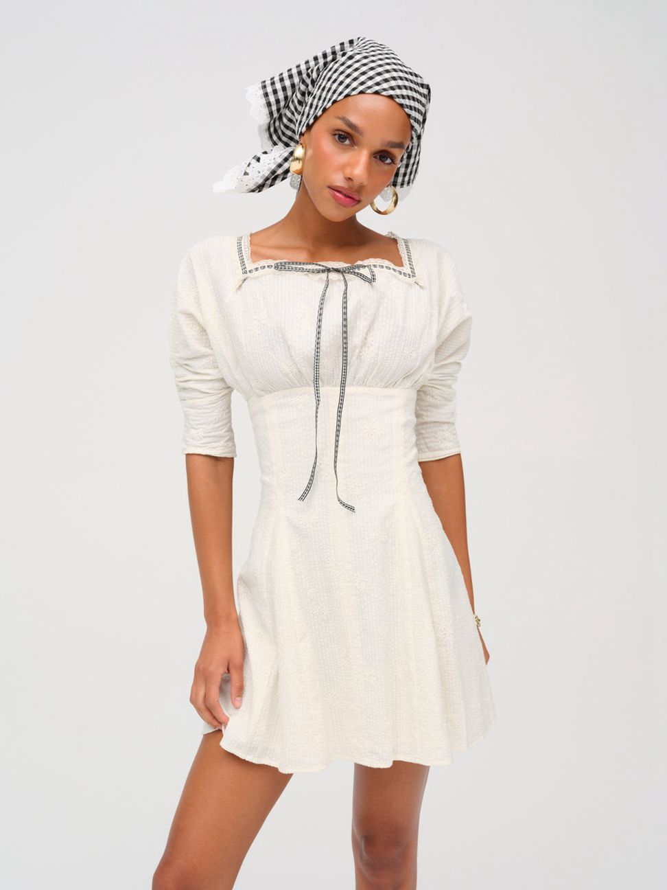 Cream For Love & Lemons Baby Daisy Poplin Mini Dress | US-BIVN41025