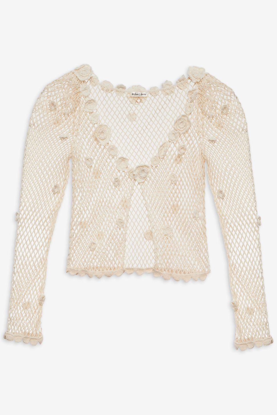 Cream For Love & Lemons Betty Bouquet Knit Cardigan | US-GVCJ67805