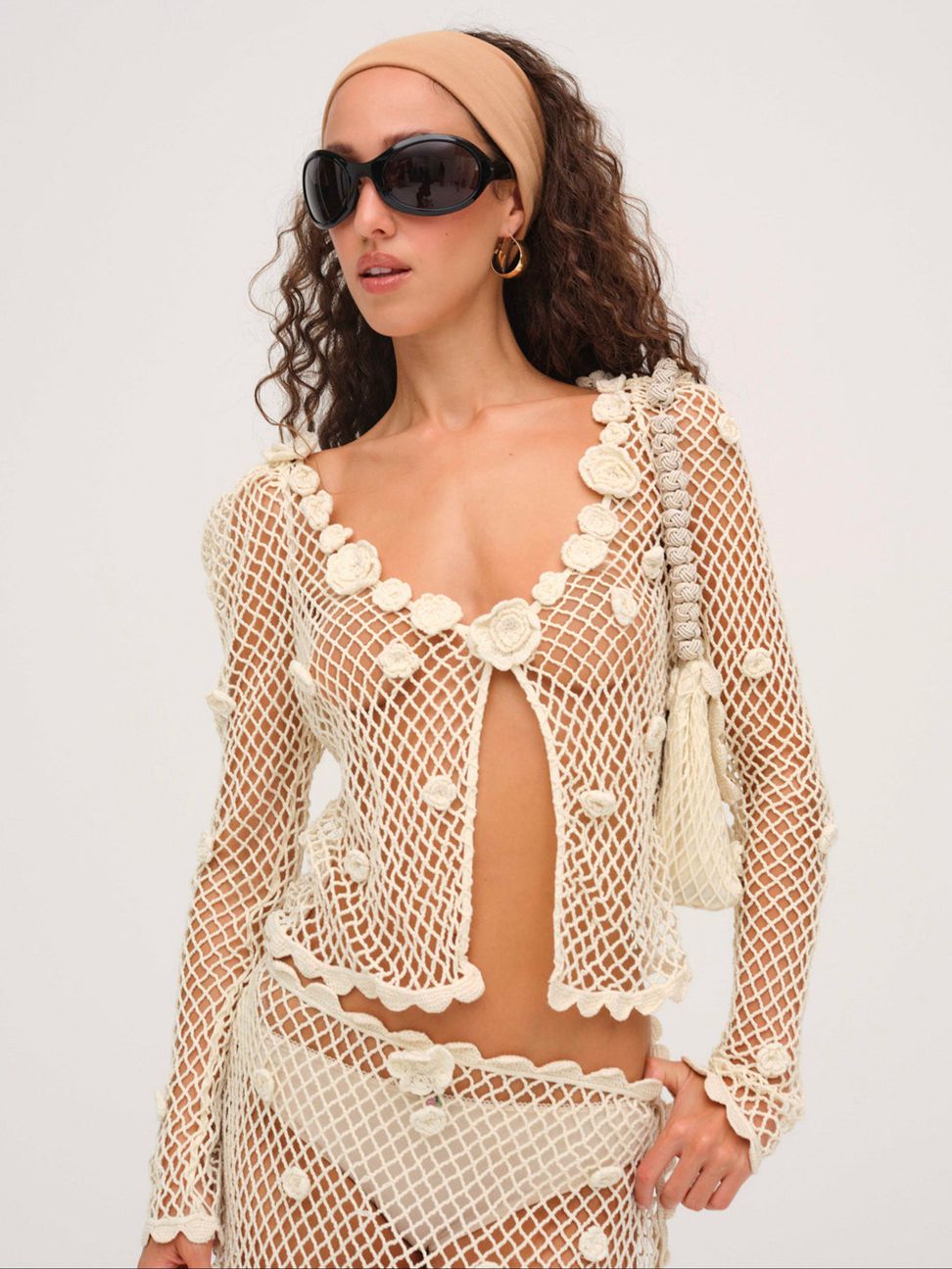 Cream For Love & Lemons Betty Bouquet Knit Cardigan | US-GVCJ67805