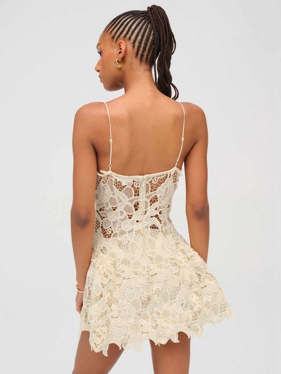 Cream For Love & Lemons Coco Lace Sleeveless Mini Dress | US-JOKH18390