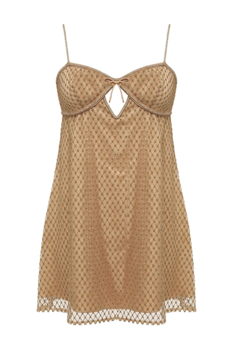 Gold For Love & Lemons Glitter Slip Dress | US-JVCF50738