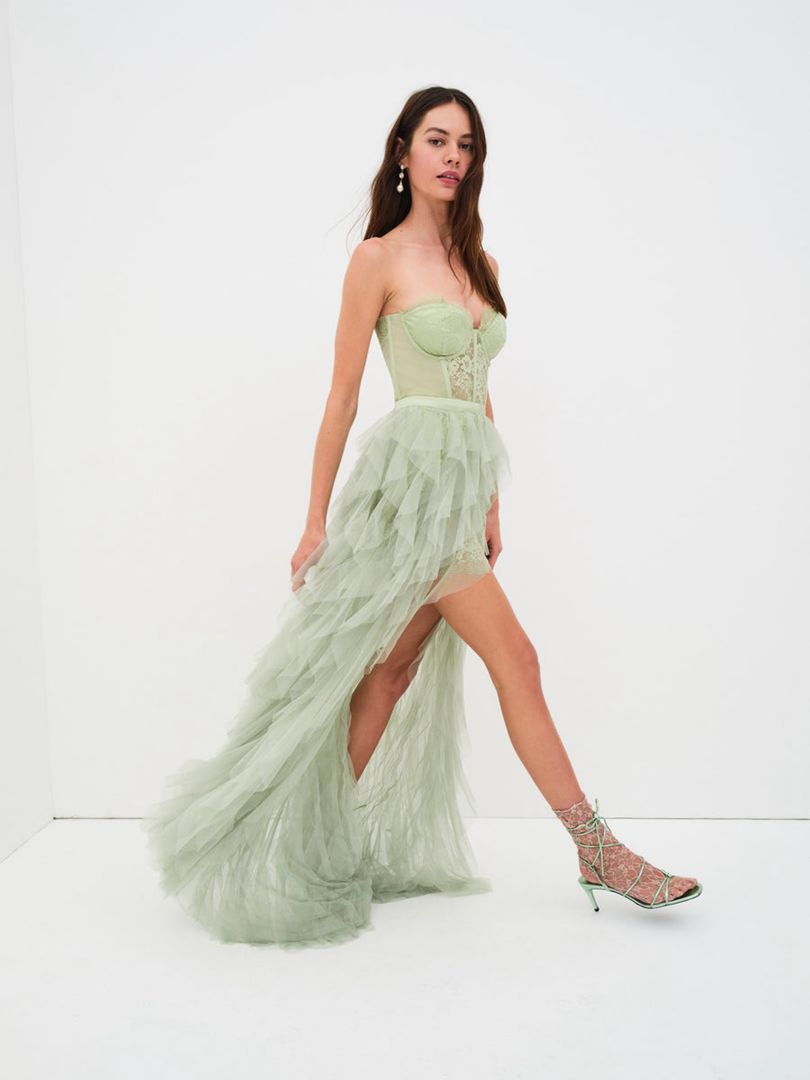 Green For Love & Lemons Bustier Gown Maxi Dress | US-CSHJ38501