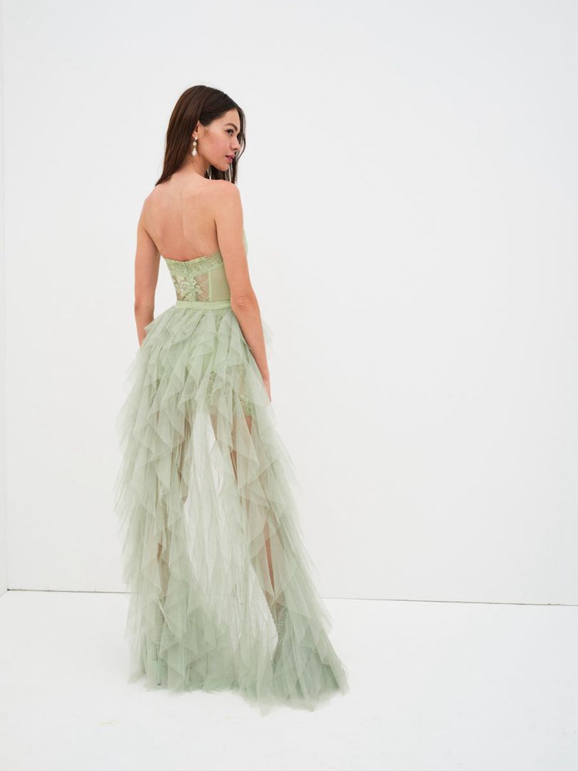 Green For Love & Lemons Bustier Gown Maxi Dress | US-CSHJ38501