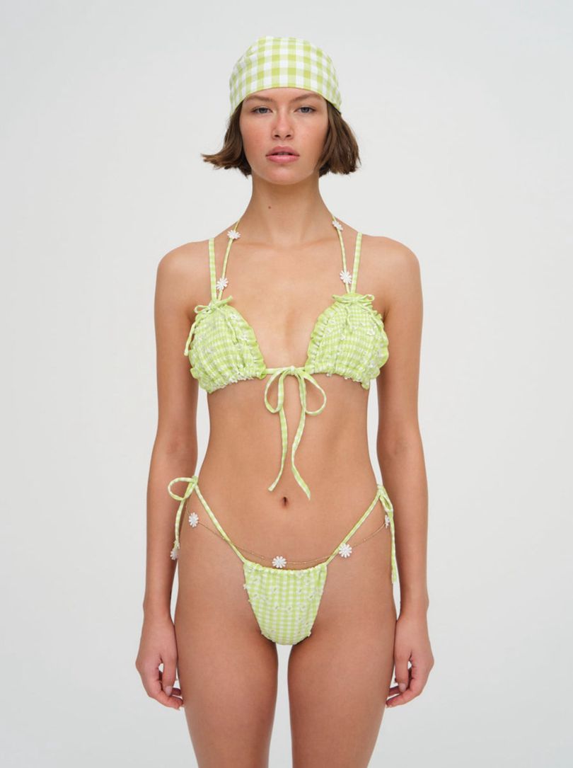 Green For Love & Lemons Hilary String Bikini Bottom | US-PYER65981