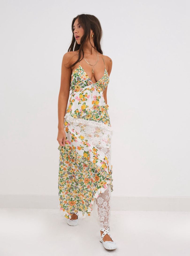 Green For Love & Lemons Rosalyn Maxi Dress | US-CTDL89750