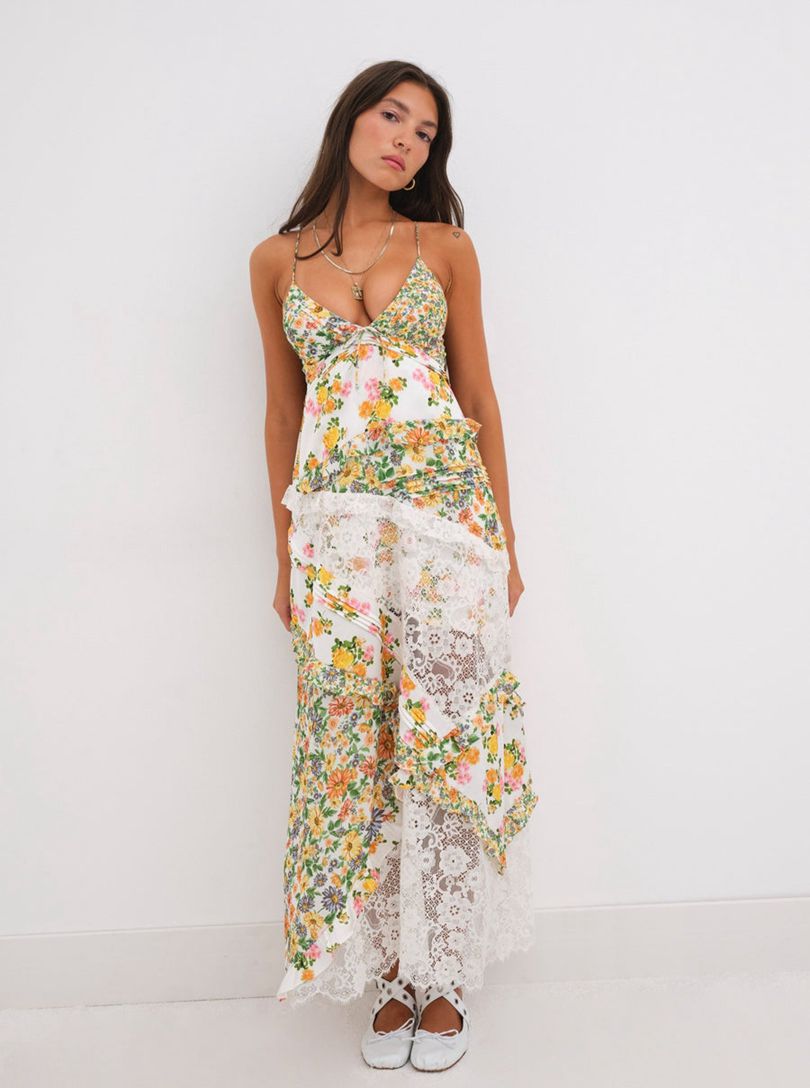 Green For Love & Lemons Rosalyn Maxi Dress | US-CTDL89750