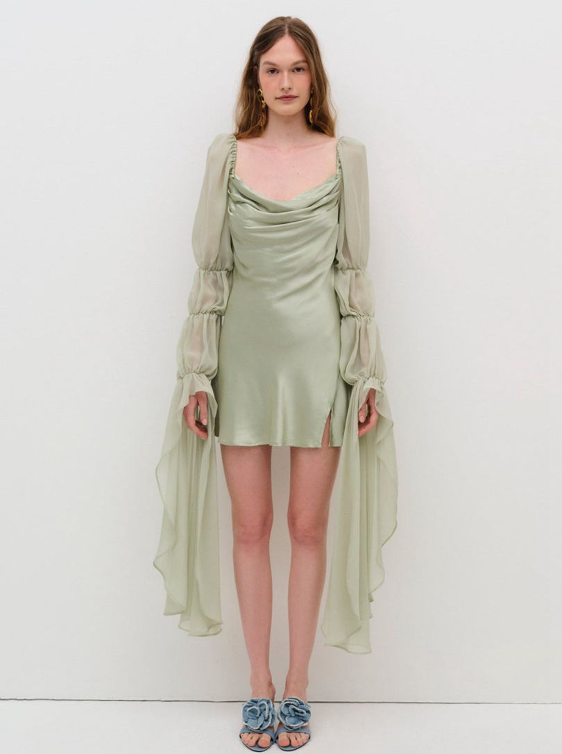 Green For Love & Lemons Willow Mini Dress | US-RMLD10586